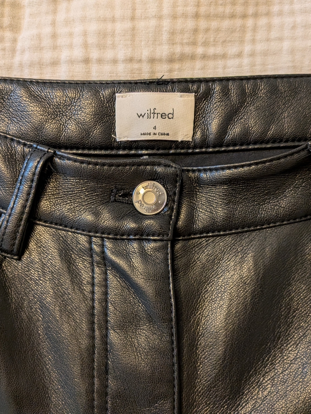 Wilfred Black Faux Leather Pants